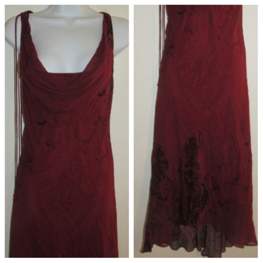 Laundry By Shelli Segal Burgundy High Low Dress